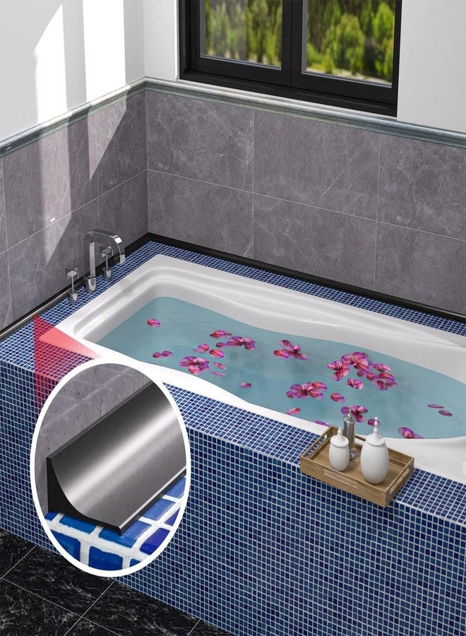 RANUR Silicone Water Stopper with Glue Collapsible Threshold Water Dam Barrier Strip for Shower, Self-Adhesive Kitchen Sink, Water Retaining Stopper, Dry and Wet Separation Strip (Black, 1 Meter) - Image 3